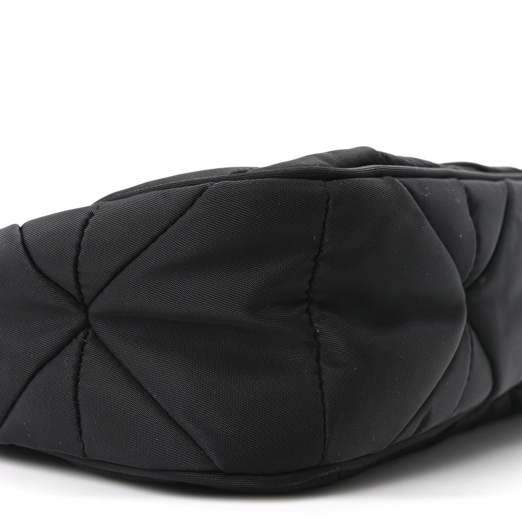 Re-Nylon Triangle Padded Patchwork Shoulder Bag Black