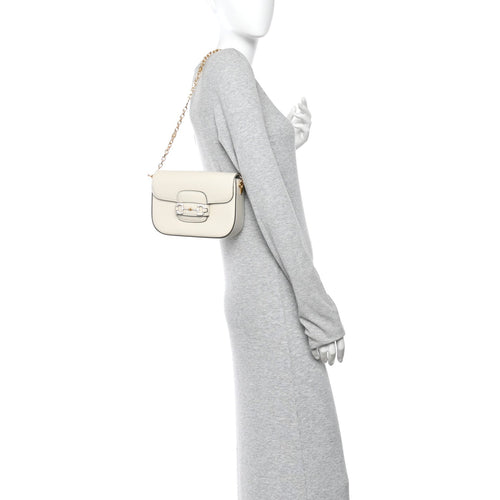 Azalea Calfskin Mini Crystal Horsebit 1955 Shoulder Bag Mystic White
