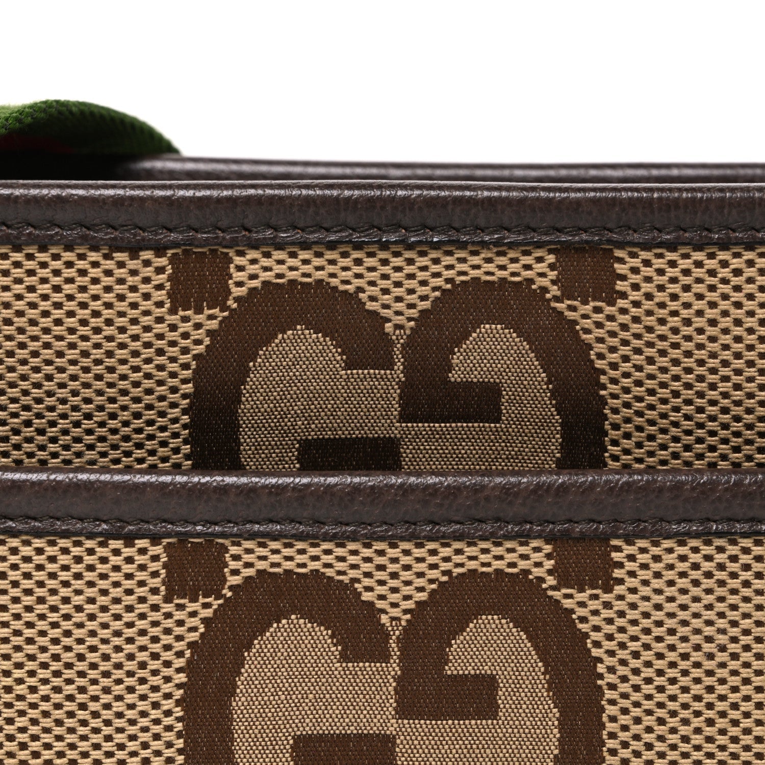 Monogram Jumbo GG Textured Dollar Calfskin Web Mini Crossbody Bag Camel Ebony New Acero