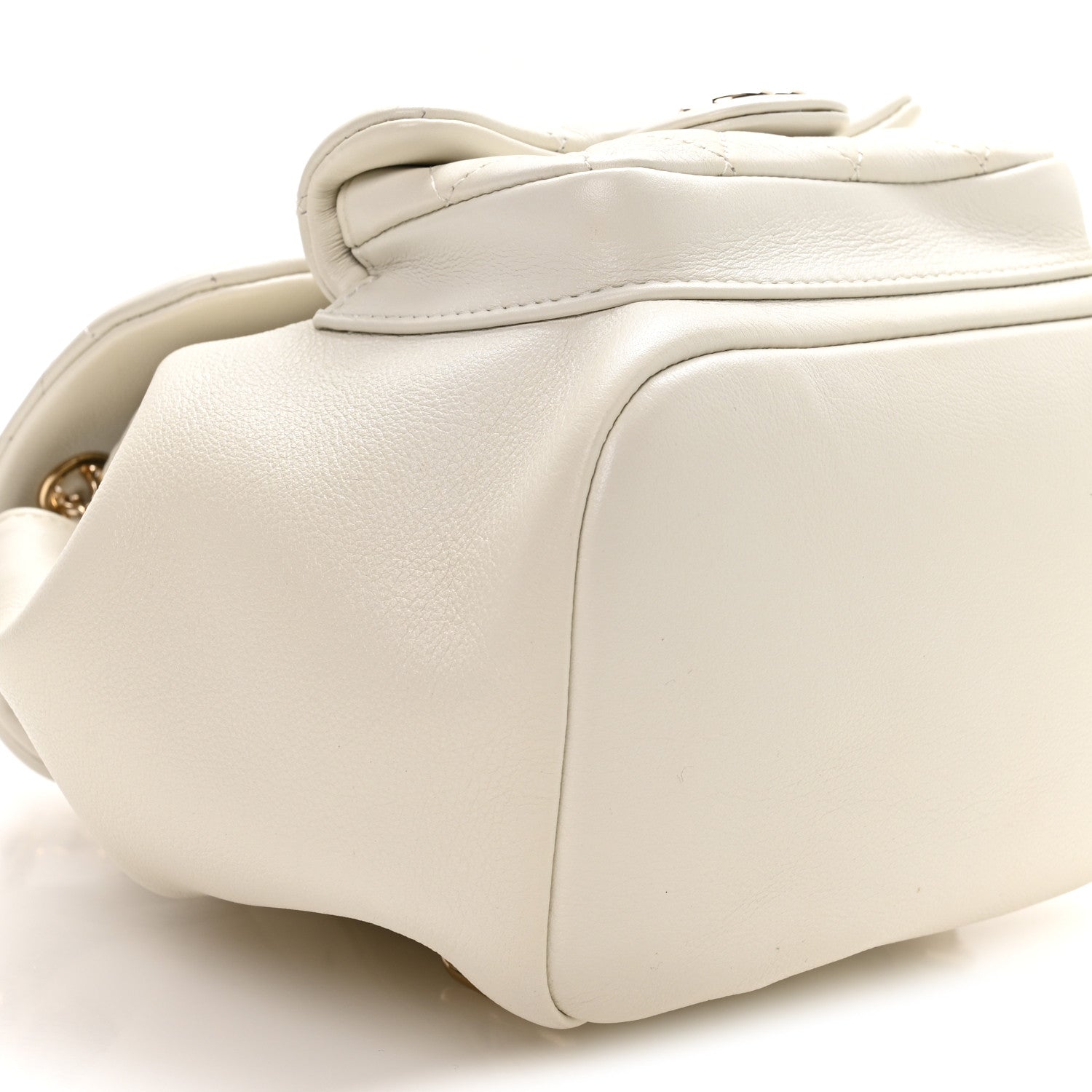 Lambskin Quilted Small Duma Drawstring Backpack White