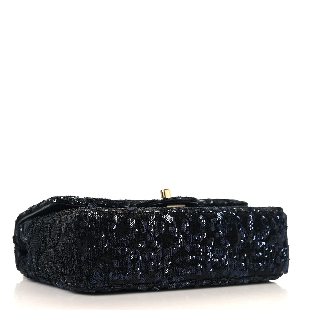 Sequin Quilted Small Single Flap Black