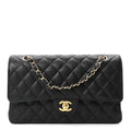 Caviar Quilted Medium Double Flap Black