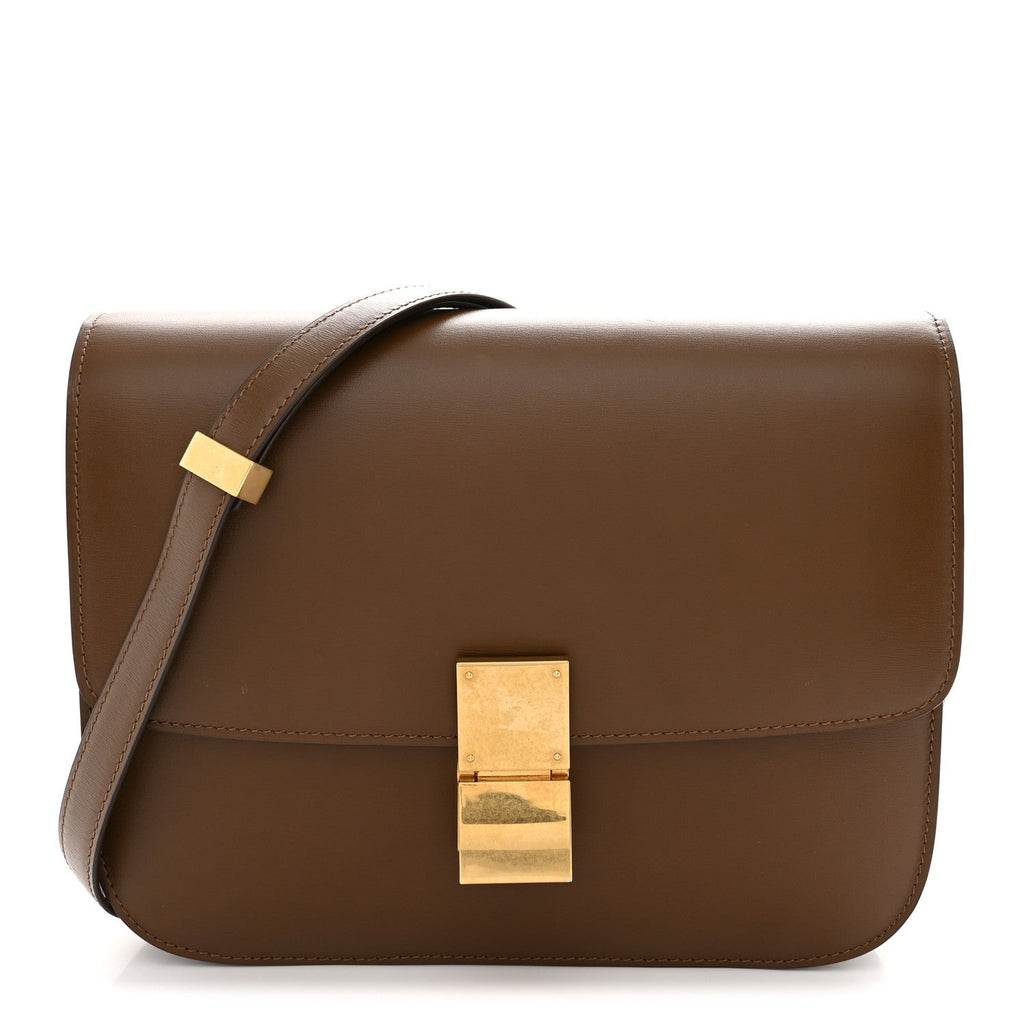 Box Calfskin Medium Classic Box Flap Bag Camel