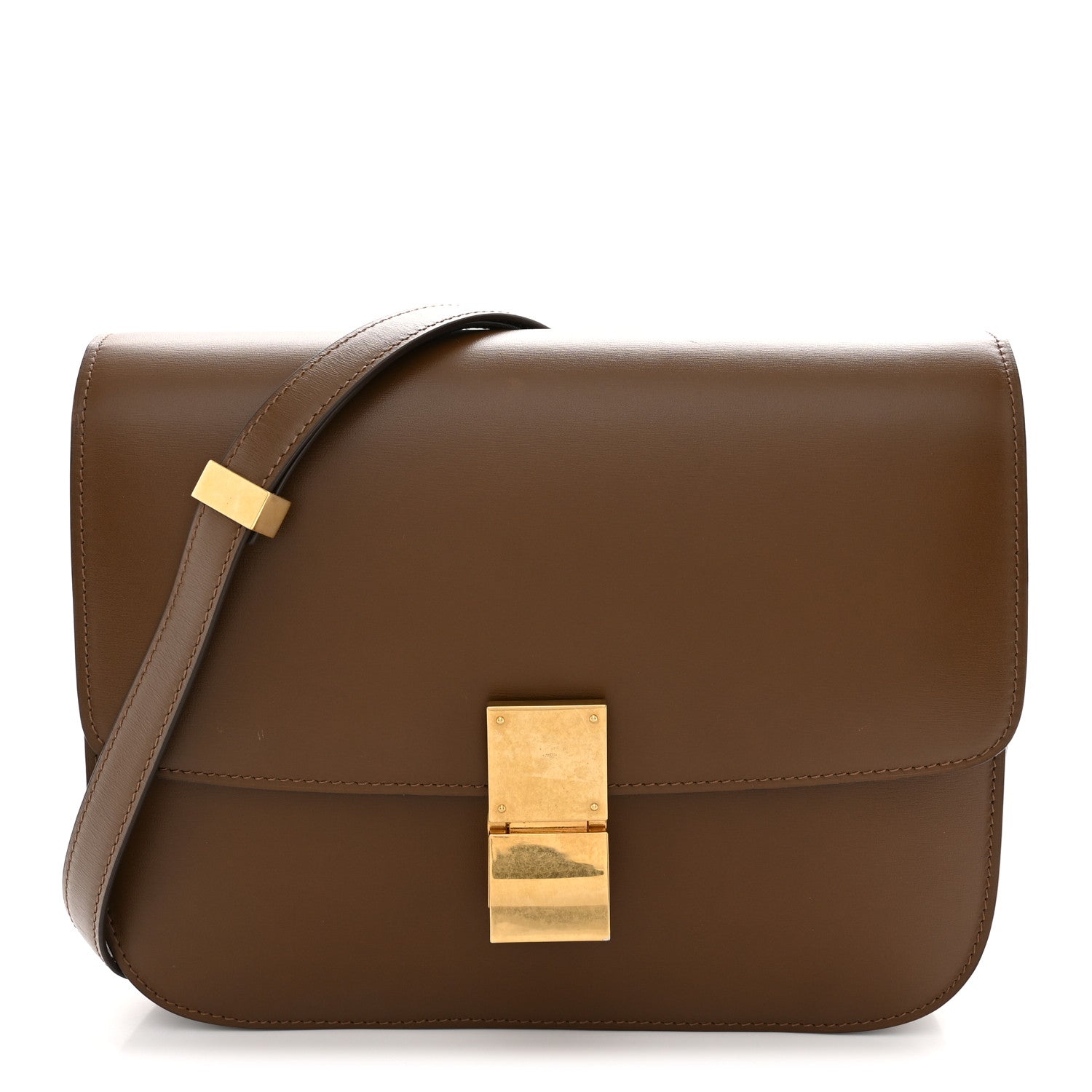 Box Calfskin Medium Classic Box Flap Bag Camel