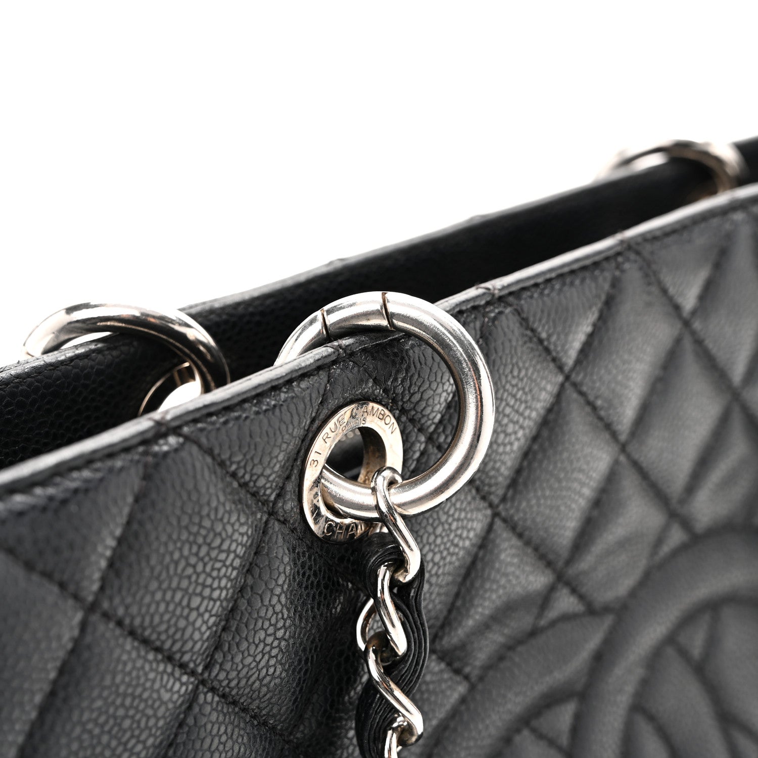 Caviar Quilted Grand Shopping Tote GST Black