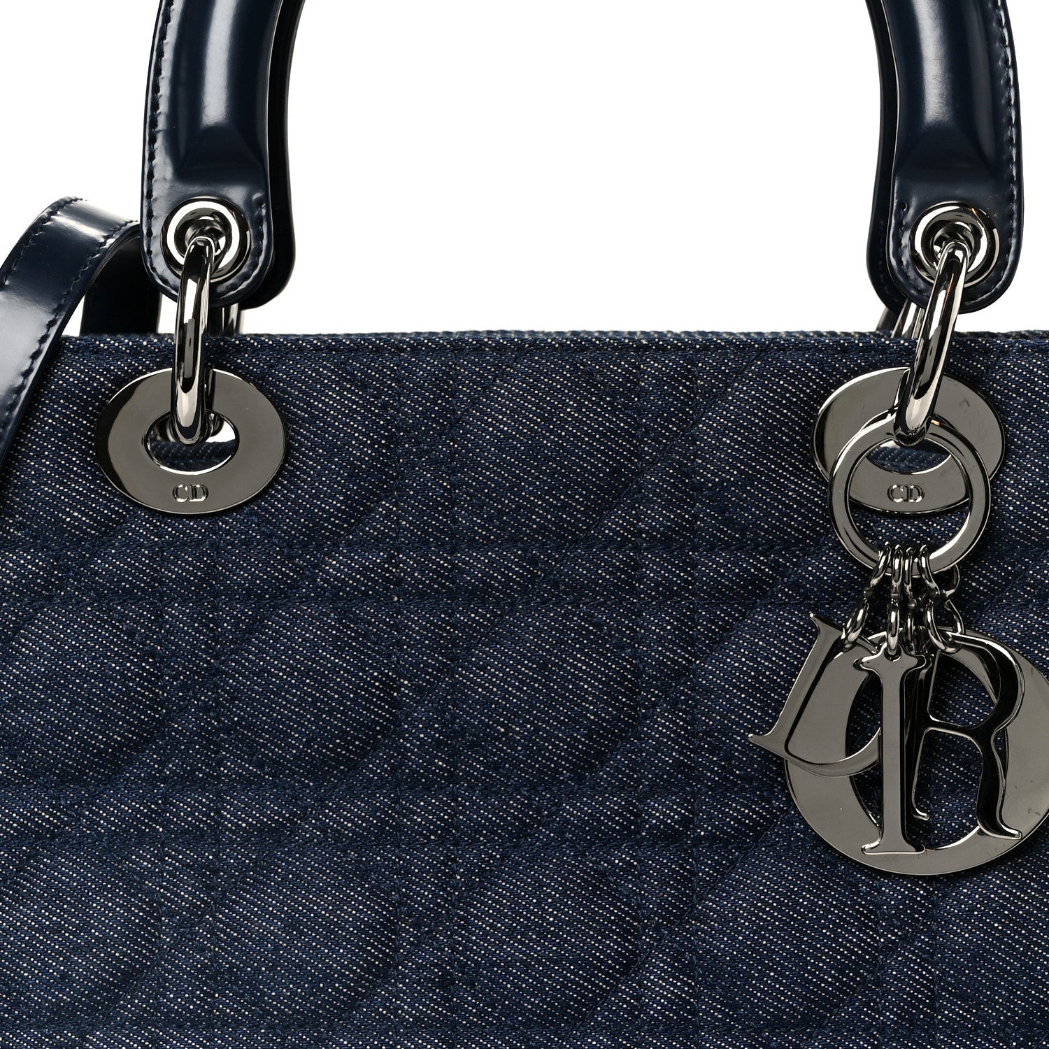 Denim Cannage Medium Lady Dior Blue Black Blue Black