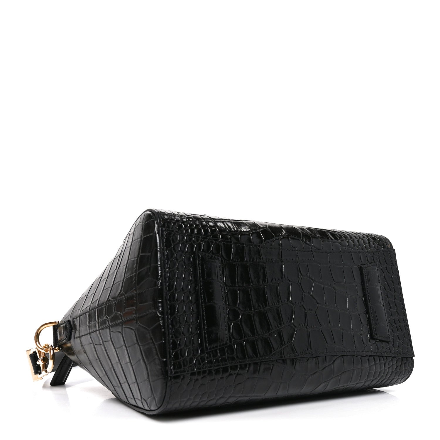 Calfskin Crocodile Embossed Small Antigona Black
