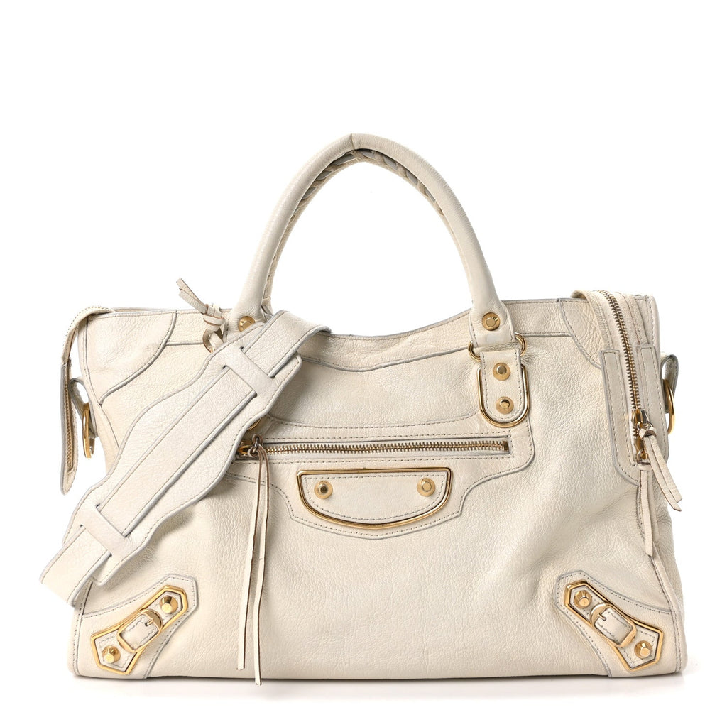 Chevre Gold Metallic Edge Hardware City White
