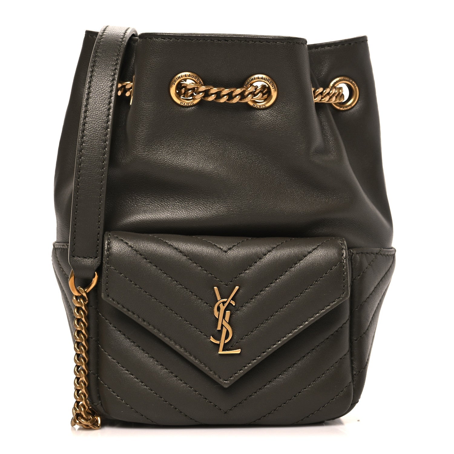 Lambskin Matelasse Monogram Joe Nano Bucket Bag Light Musk