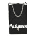 Calfskin Quilted Chain Phone Case Black White