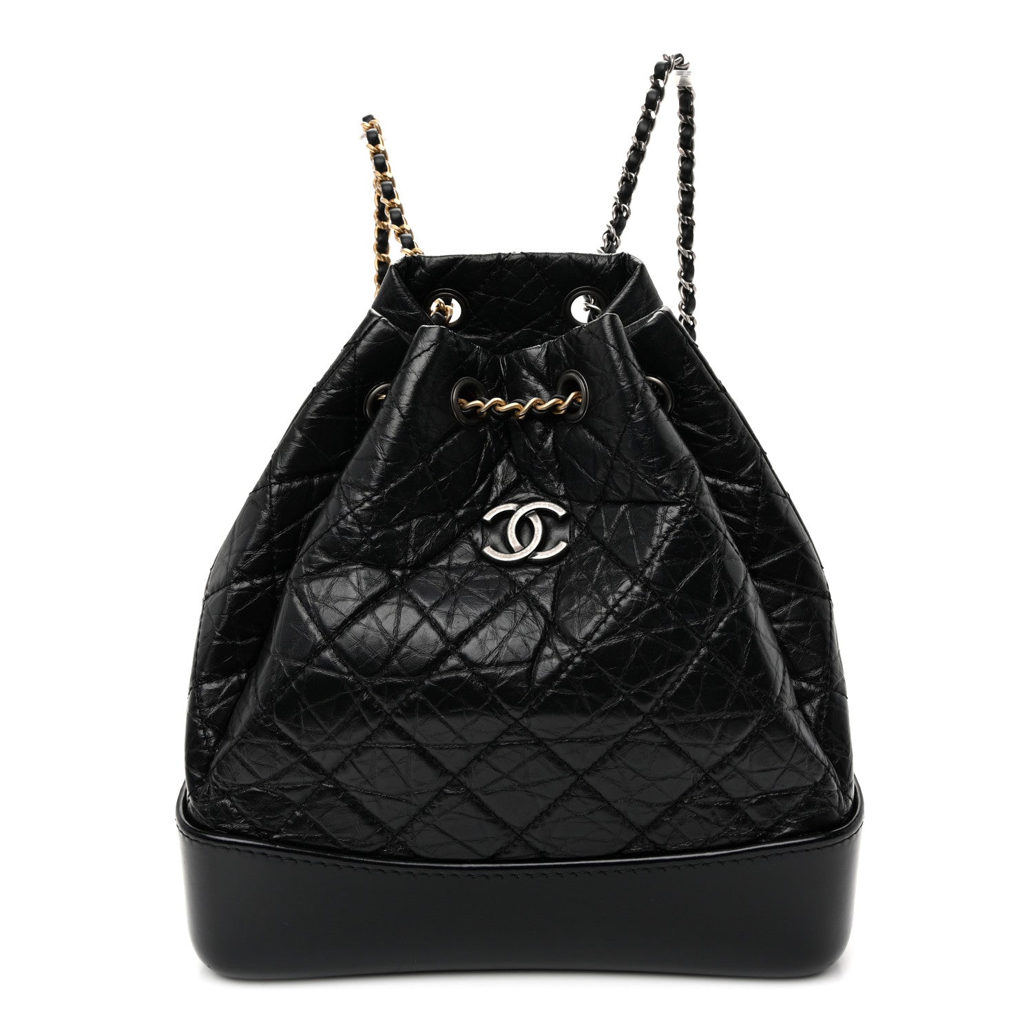 Aged Calfskin Quilted Small Gabrielle Backpack Black