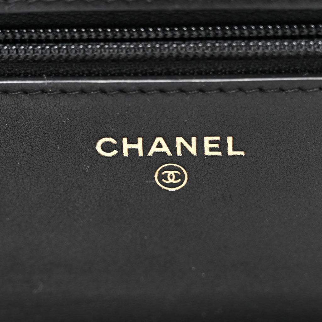 Aged Calfskin Quilted Lucky Charms 2.55 Reissue Wallet On Chain WOC Black