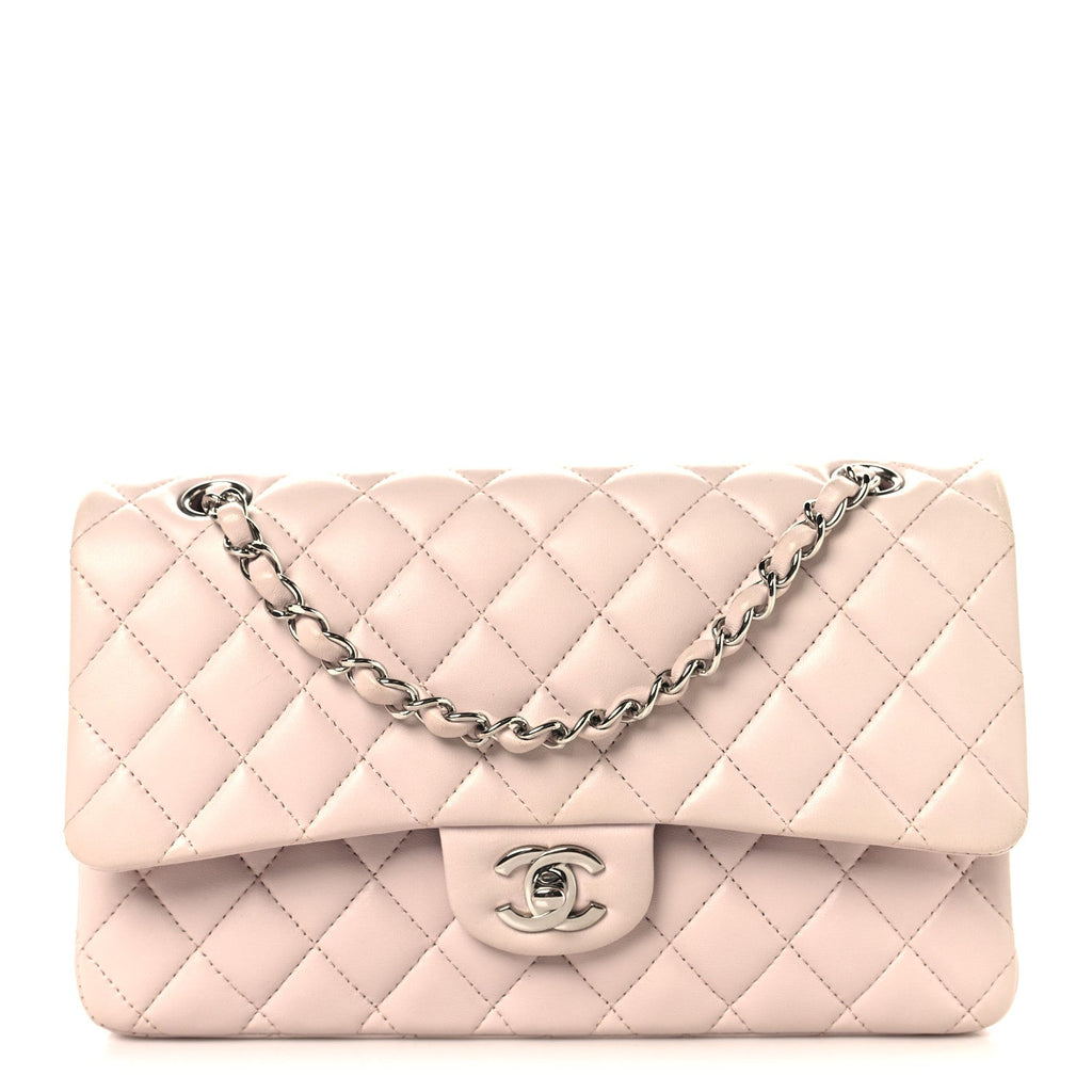 Lambskin Quilted Medium Double Flap Light Pink