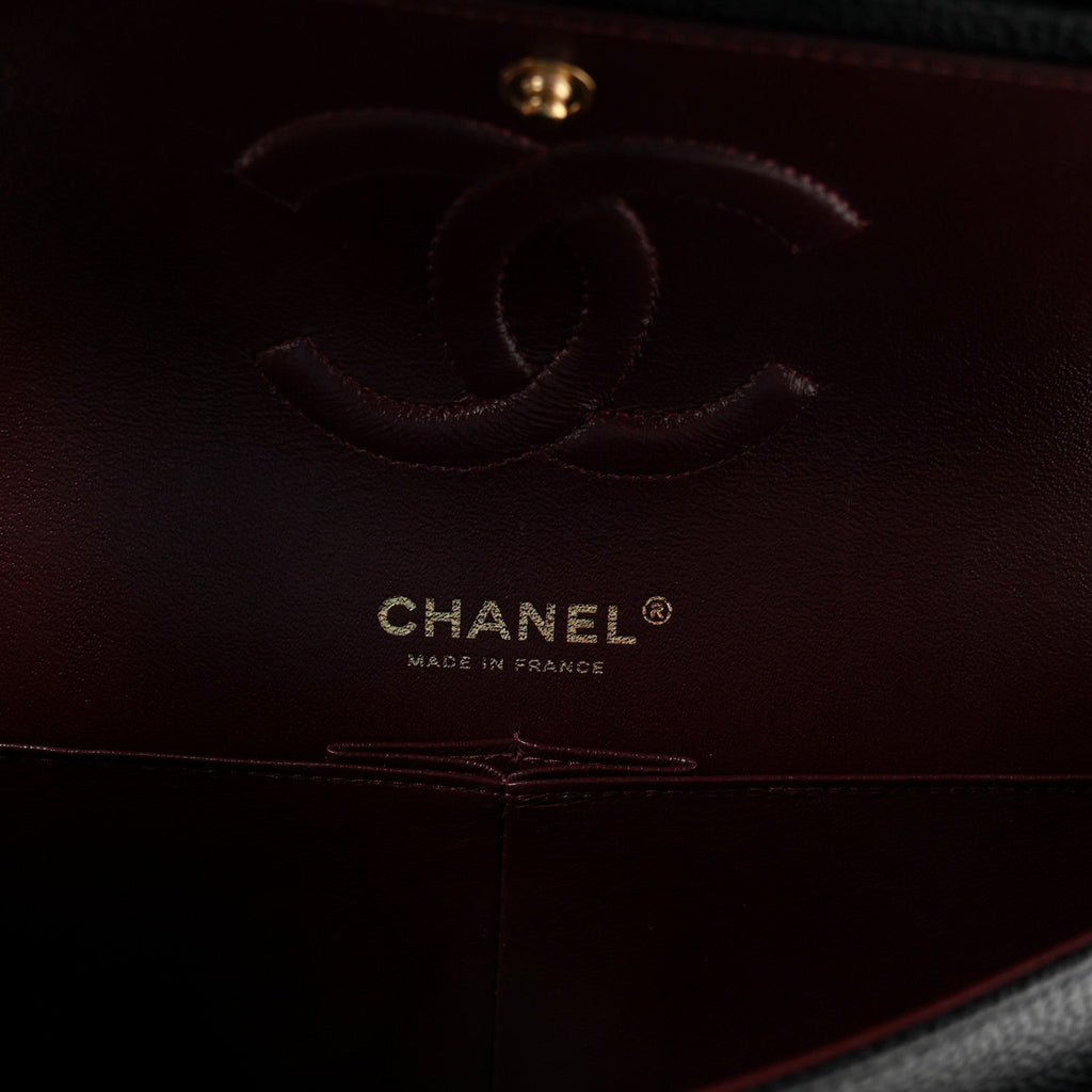 Caviar Quilted Medium Double Flap Black