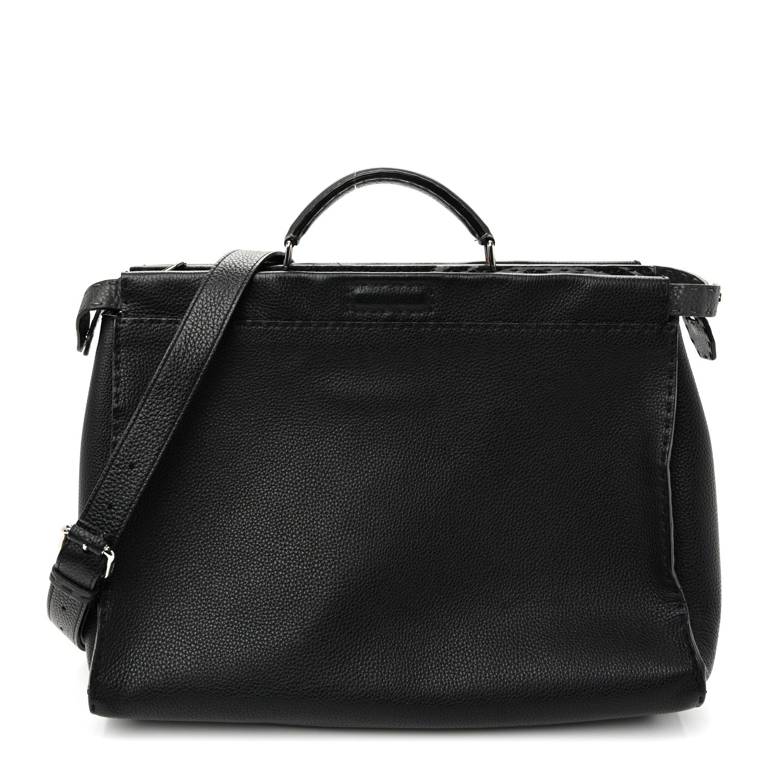 Cuoio Romano Selleria Metal Stitch Large Mens Peekaboo Iconic Essential Satchel Black