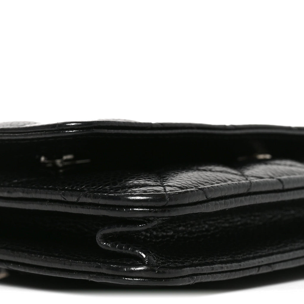 Caviar Quilted Wallet on Chain WOC Black