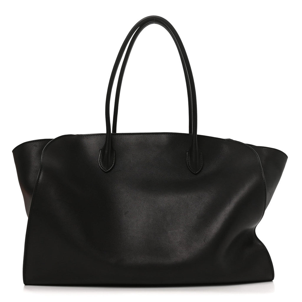Polished Saddle Calfskin Marlo 17 Tote Bag Black