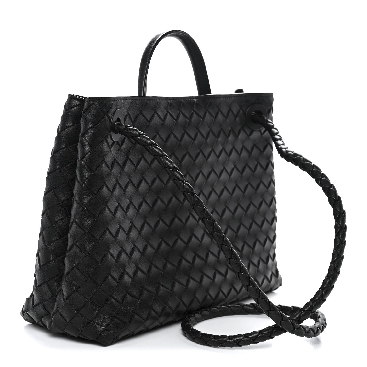Nappa Intrecciato Medium Andiamo Shoulder Bag Black