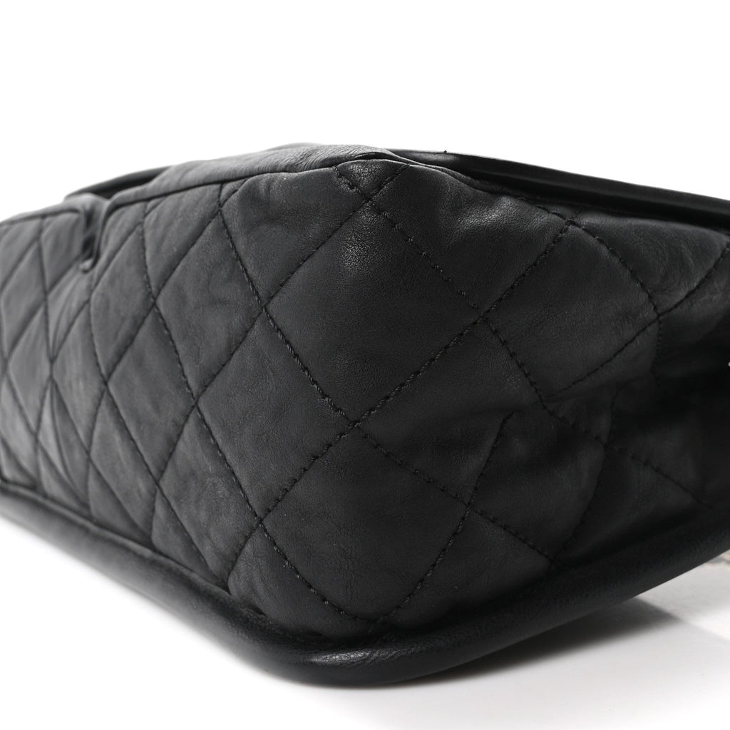 Aged Calfskin Quilted 2.55 Reissue Chain Flap  Black