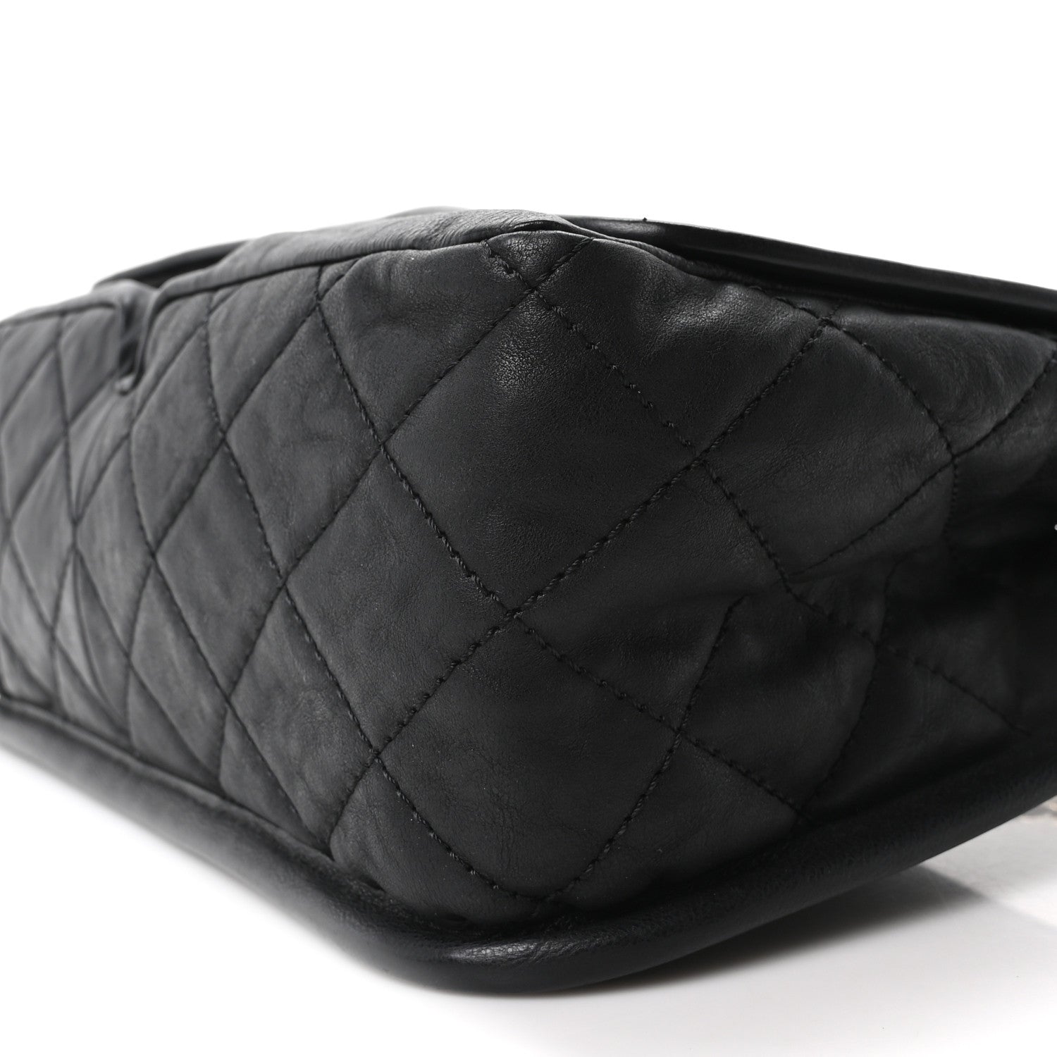 Aged Calfskin Quilted 2.55 Reissue Chain Flap  Black