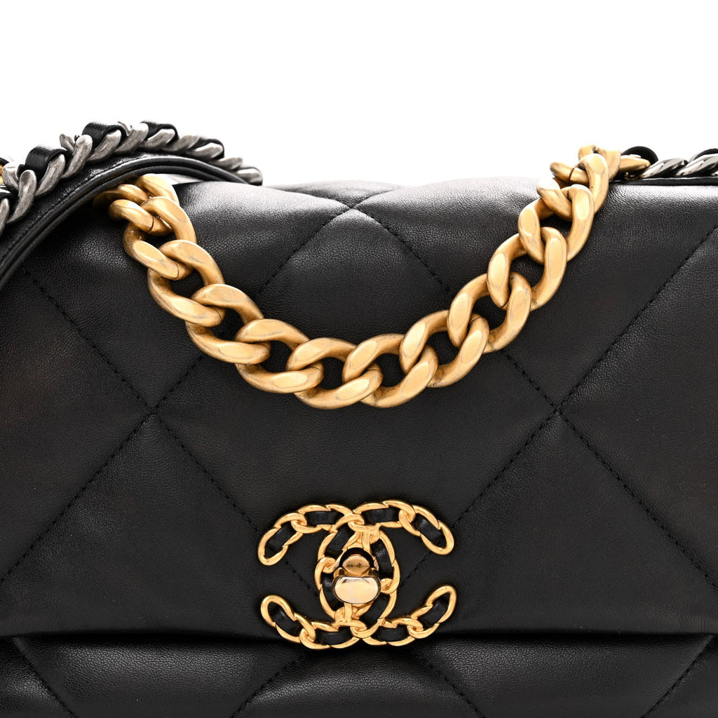 Lambskin Quilted Medium Chanel 19 Flap Black