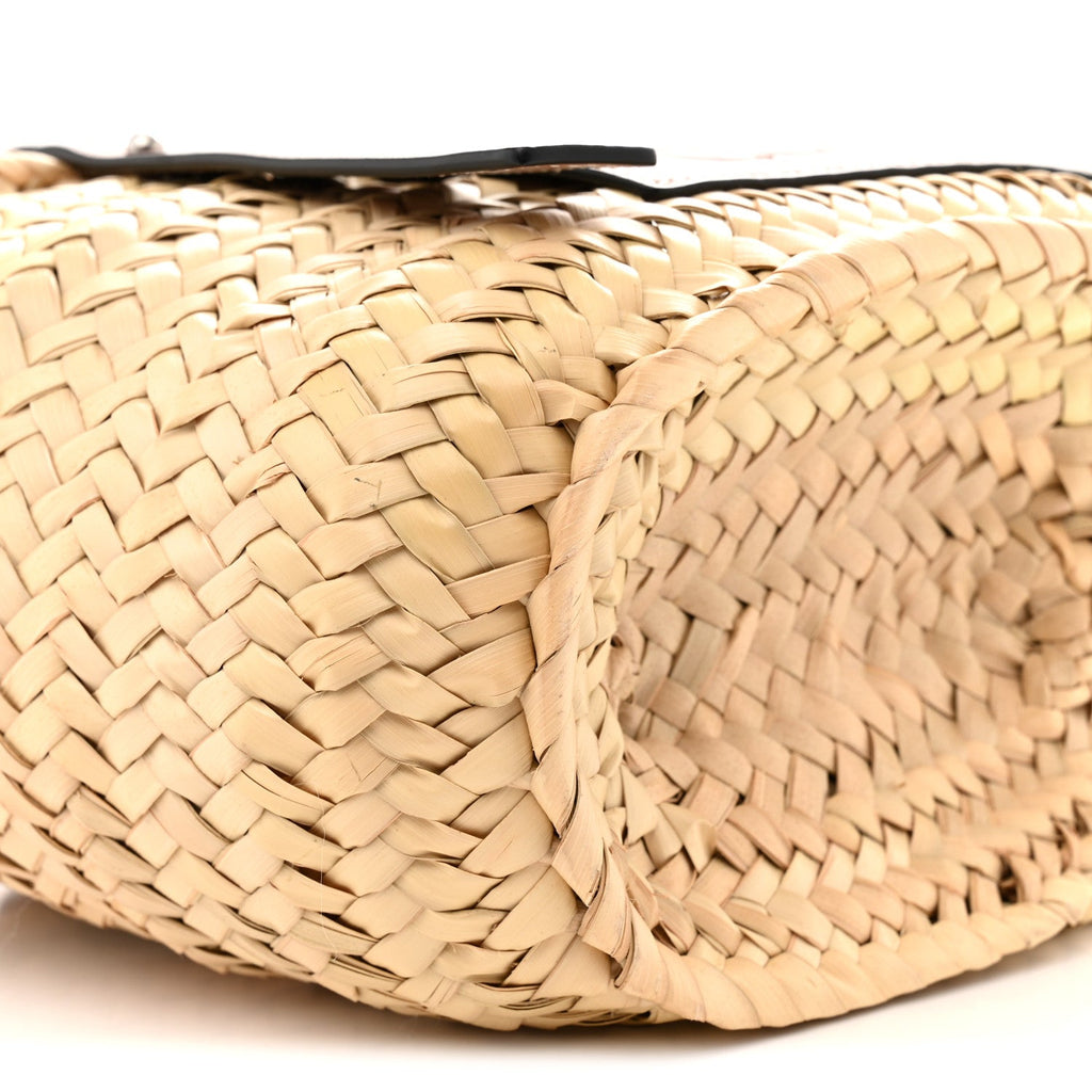 Raffia Small Basket Tote Bag Natural Tan