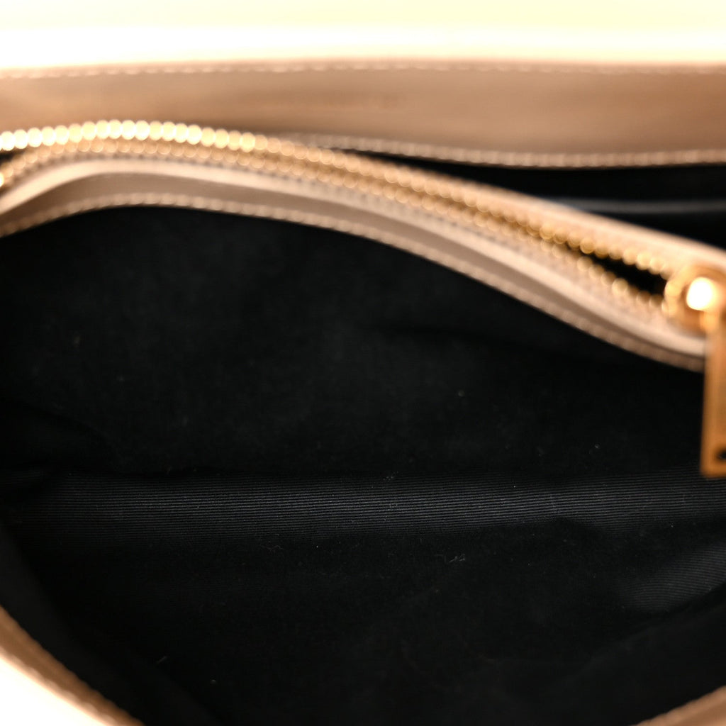 Calfskin Y Quilted Monogram Small Loulou Chain Satchel Dark Beige