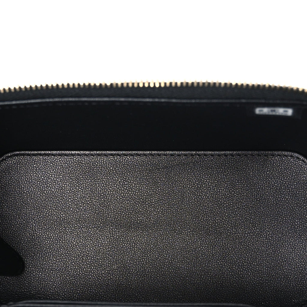 Tweed Sequin Small Top Handle Vanity Case With Chain Black White