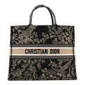 Canvas Embroidered Large Ornamental Cornely Book Tote Black Beige