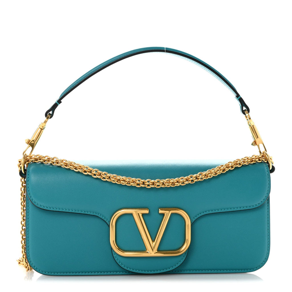 Calfskin Vlogo Loco Shoulder Bag Marine Green