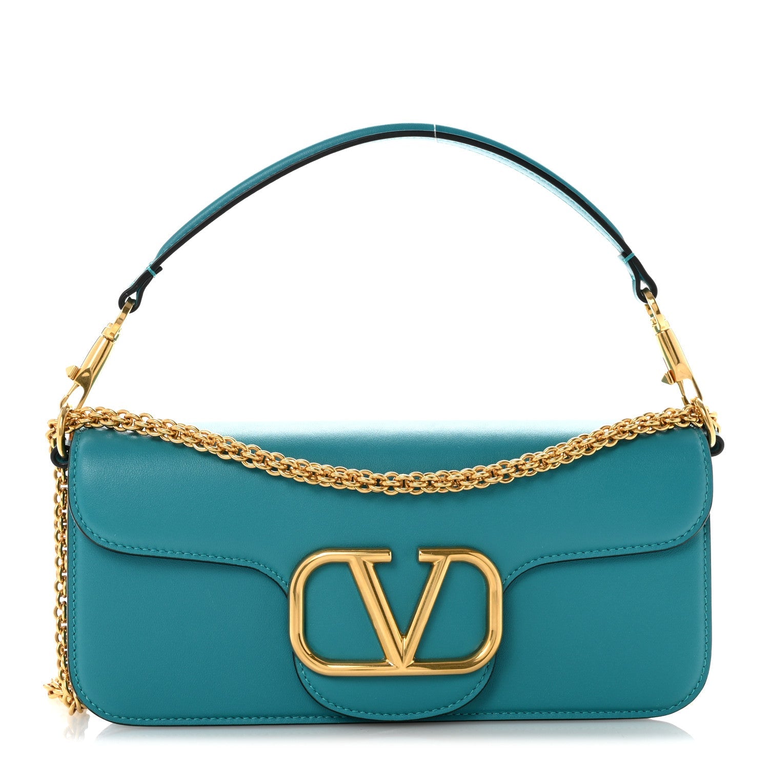 Calfskin Vlogo Loco Shoulder Bag Marine Green