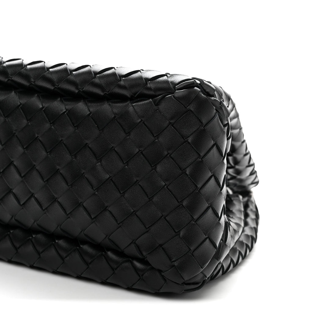 Nappa Intrecciato Small Campana Shoulder Bag Black