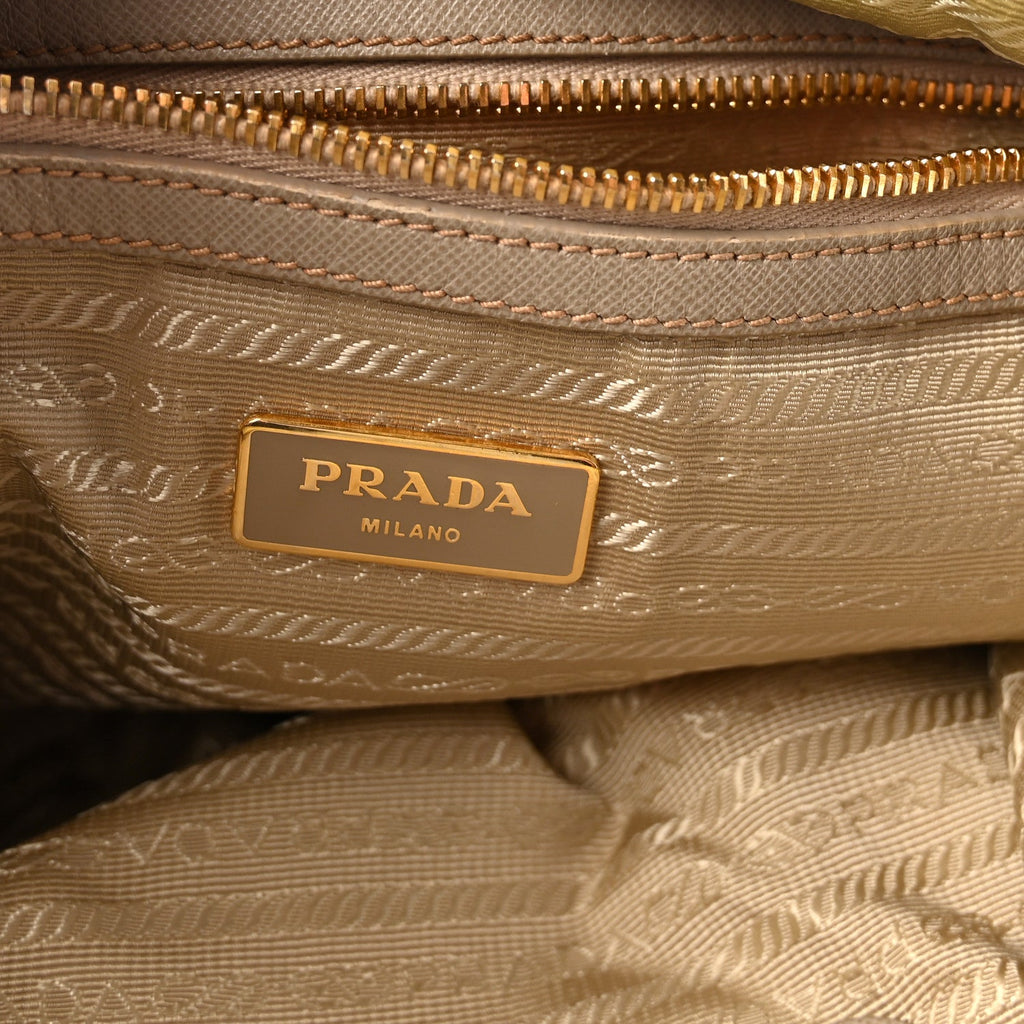 Quilted Nylon Saffiano Shopping Satchel Pomice