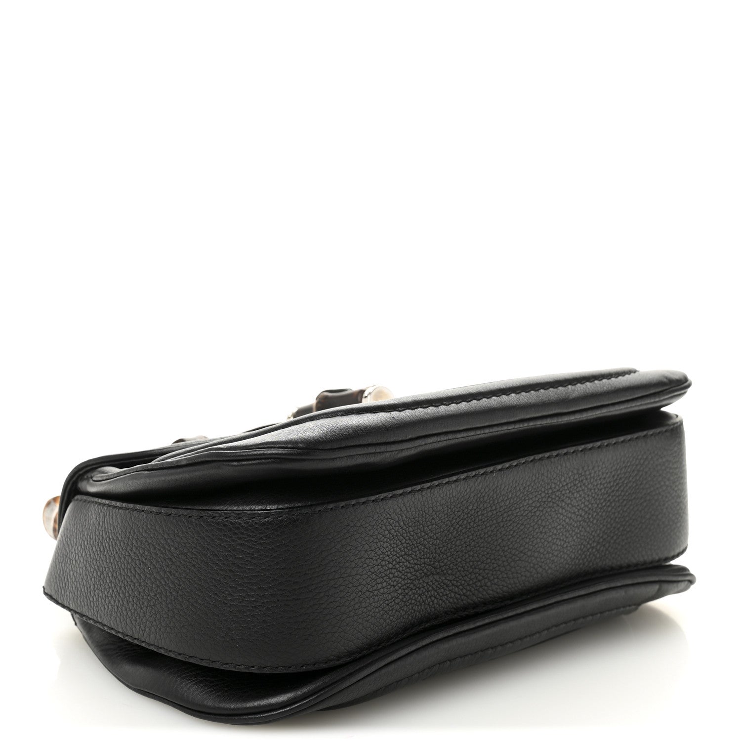 Calfskin Medium New Bamboo Top Handle Bag Black