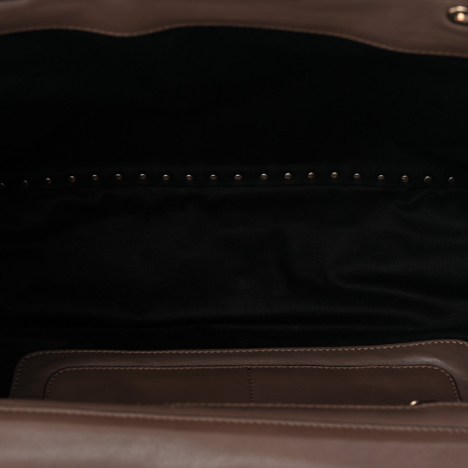 Calf Hair Feather Medium Rockstud Tote Brown