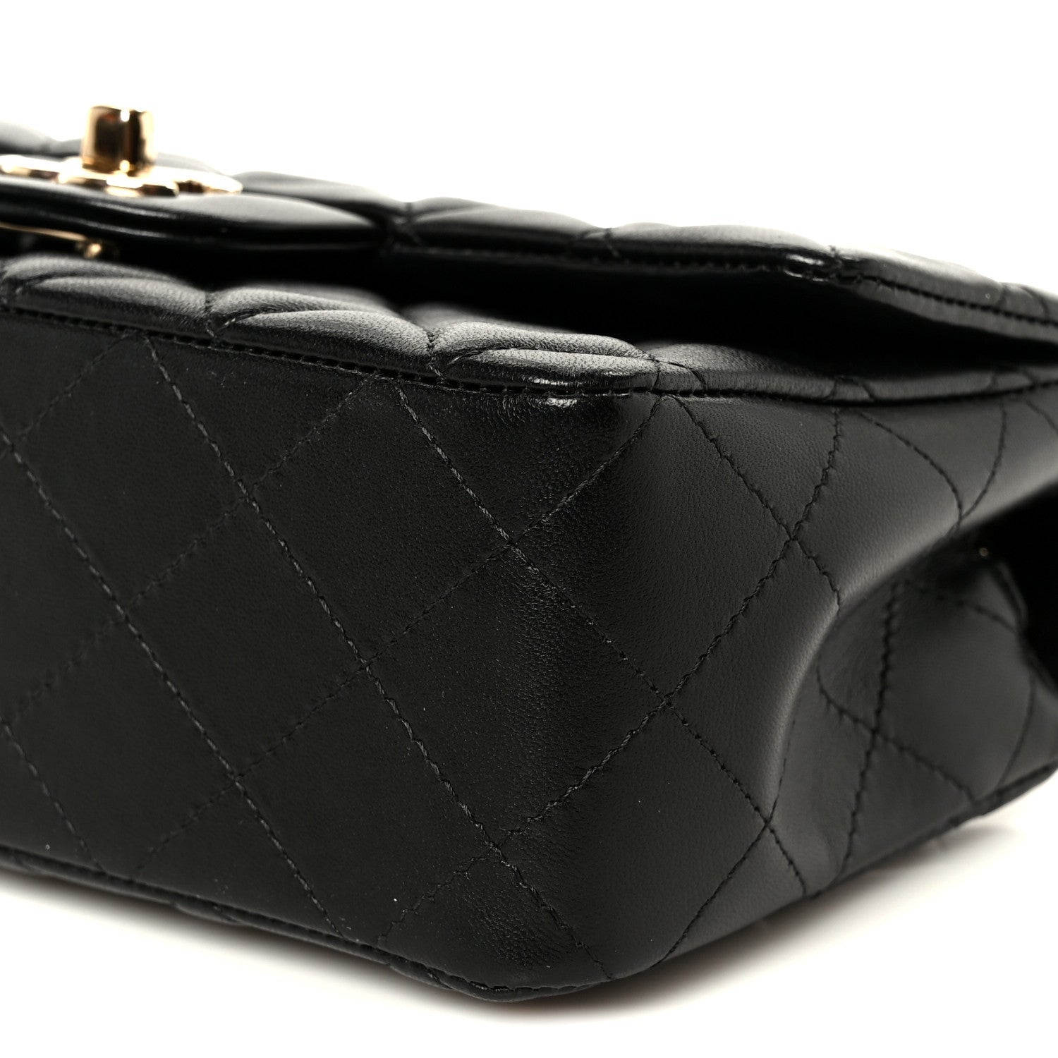Lambskin Quilted Mini Rectangular Flap Black