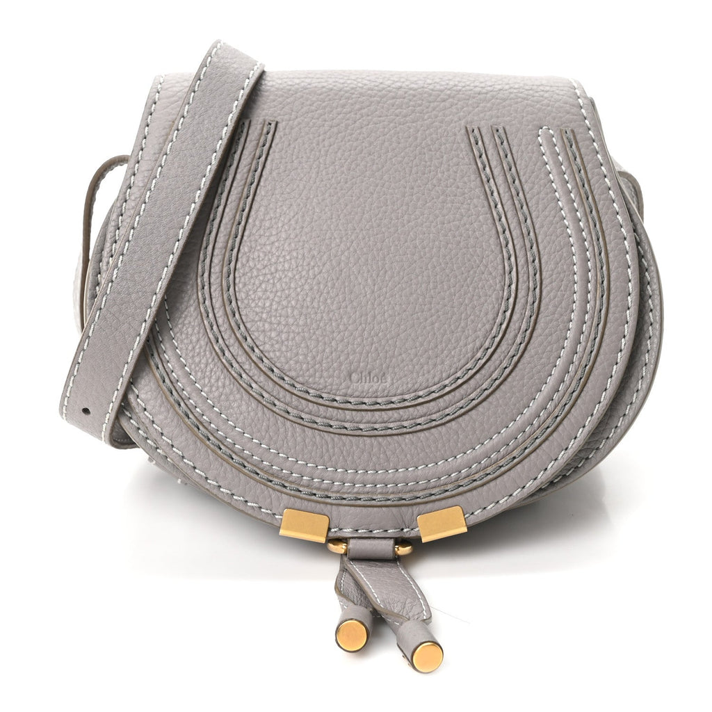 Calfskin Mini Marcie Round Crossbody Bag Cashmere Grey