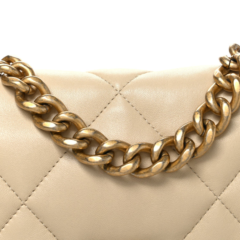 Lambskin Quilted Medium Chanel 19 Flap White White