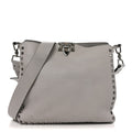 Pebbled Calfskin Small Rockstud Flip-Lock Messenger Bag Grey