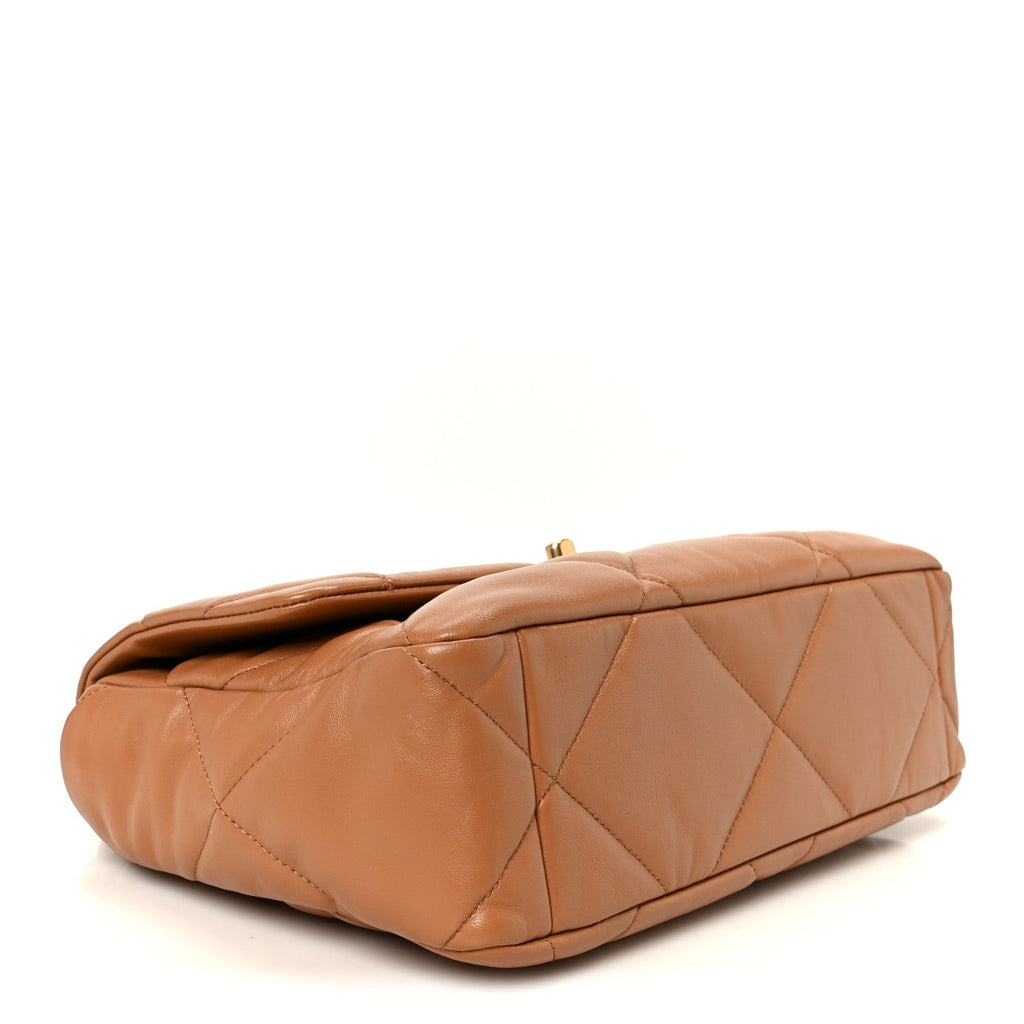 Lambskin Quilted Large Chanel 19 Flap Brown