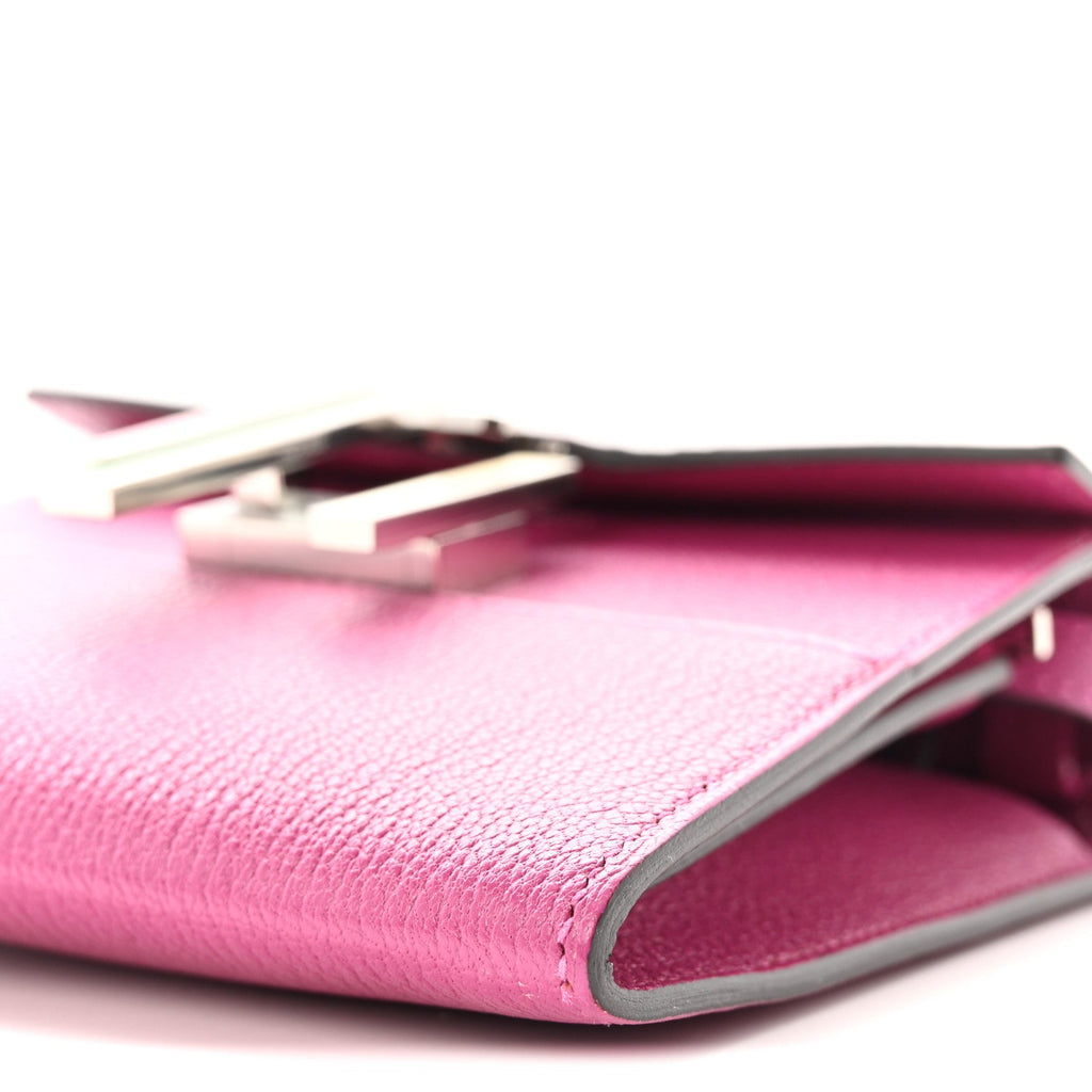 Chevre Mysore Enamel Mini Cinhetic Wallet  Rose Pourpre