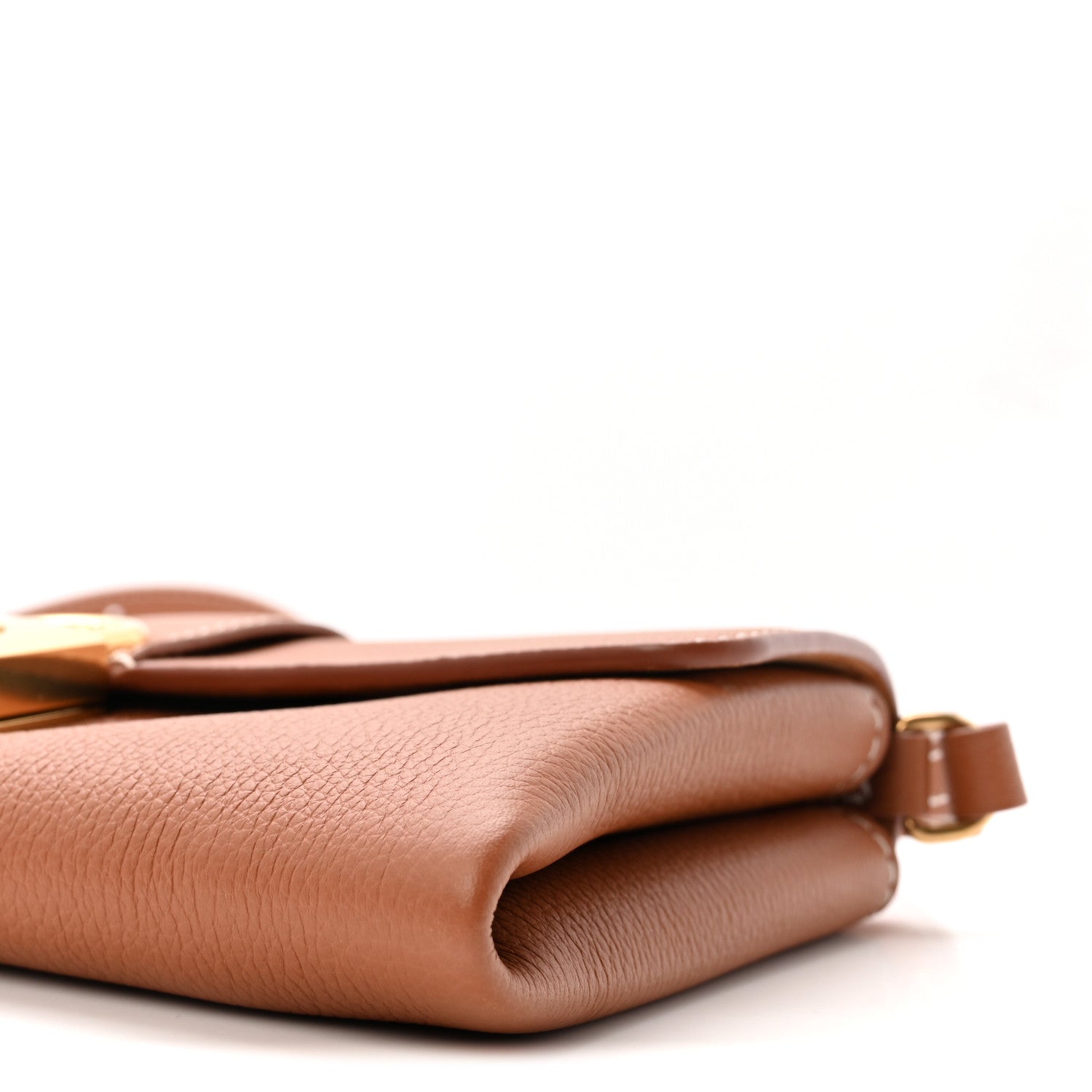 Grained Calfskin Low Key Wallet On Chain Cognac
