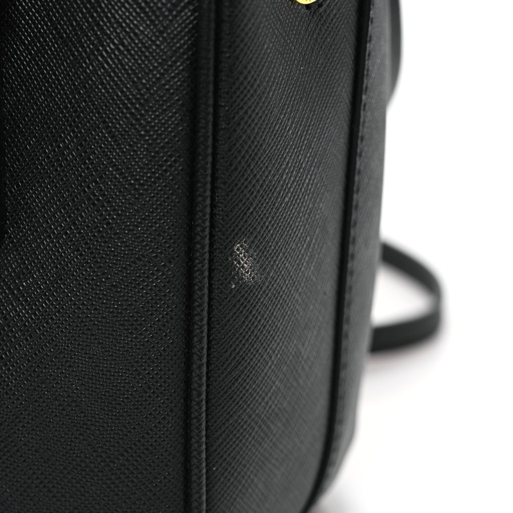 Saffiano Lux Mini Galleria Double Zip Tote Black