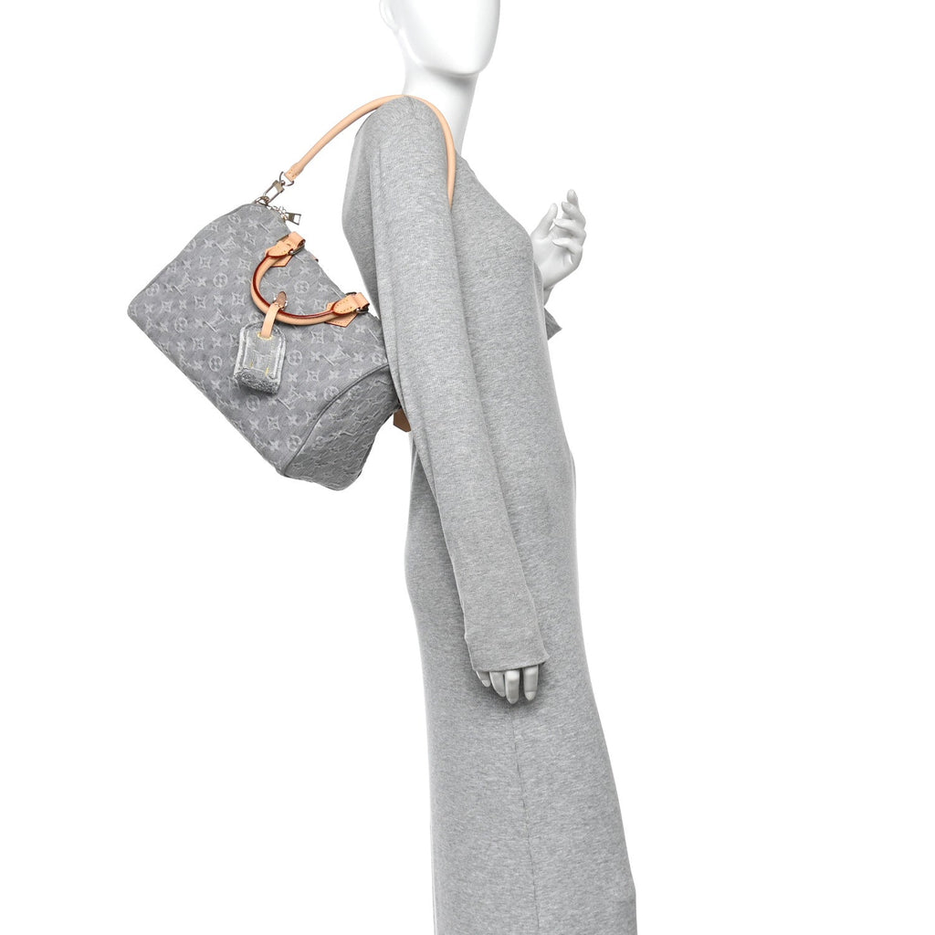 Monogram Denim Speedy Soft 30 Washed Gray
