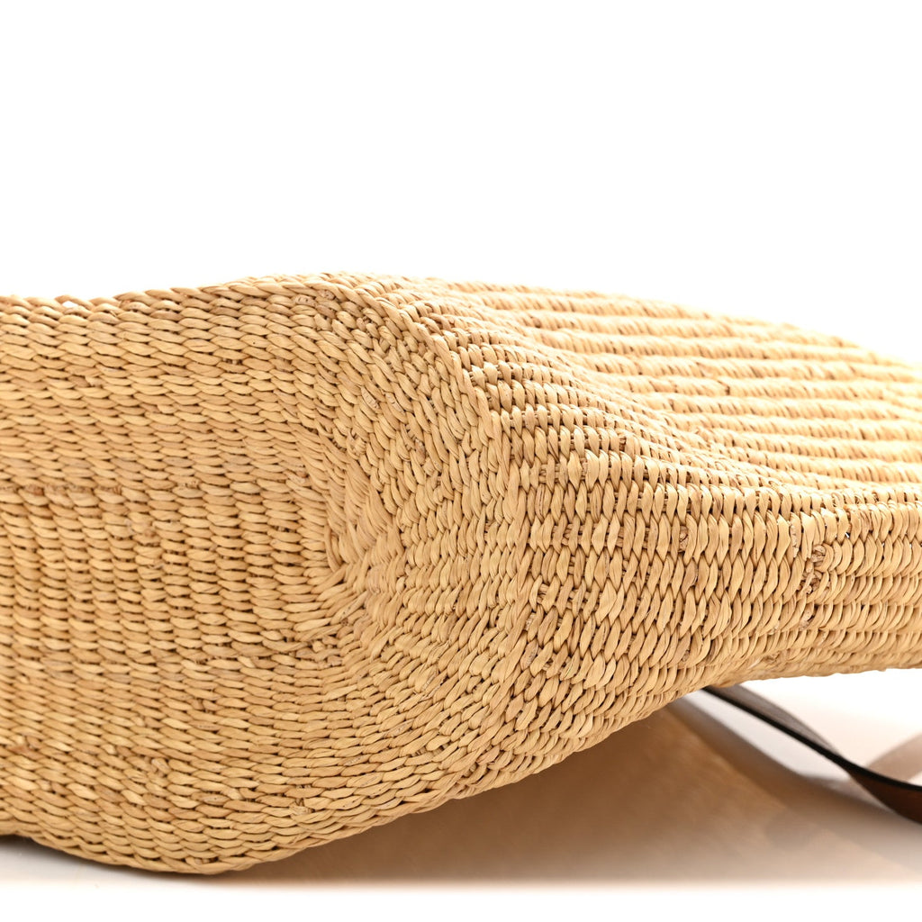 Calfskin Raffia Paulas Ibiza Small Basket Tote Bag Natural Pecan