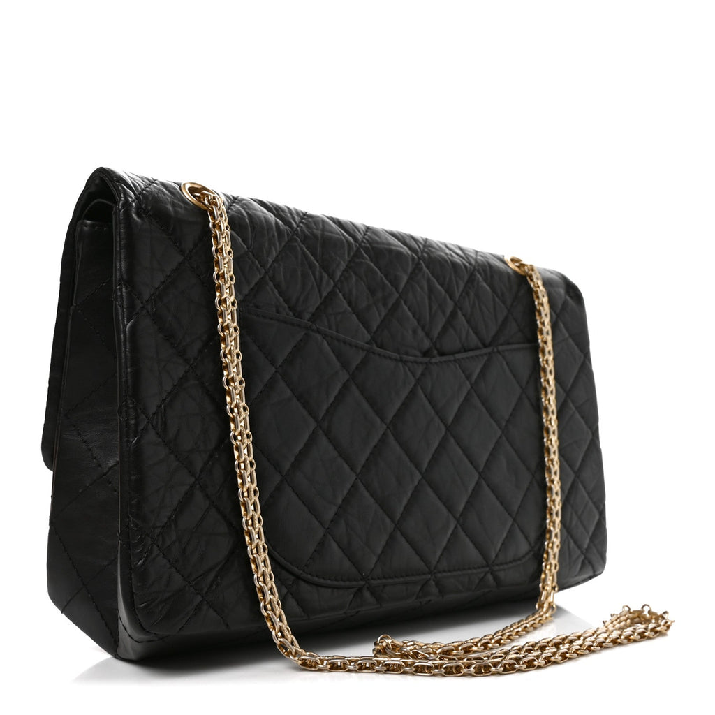 Aged Calfskin Quilted 2.55 Reissue 227 Flap Black
