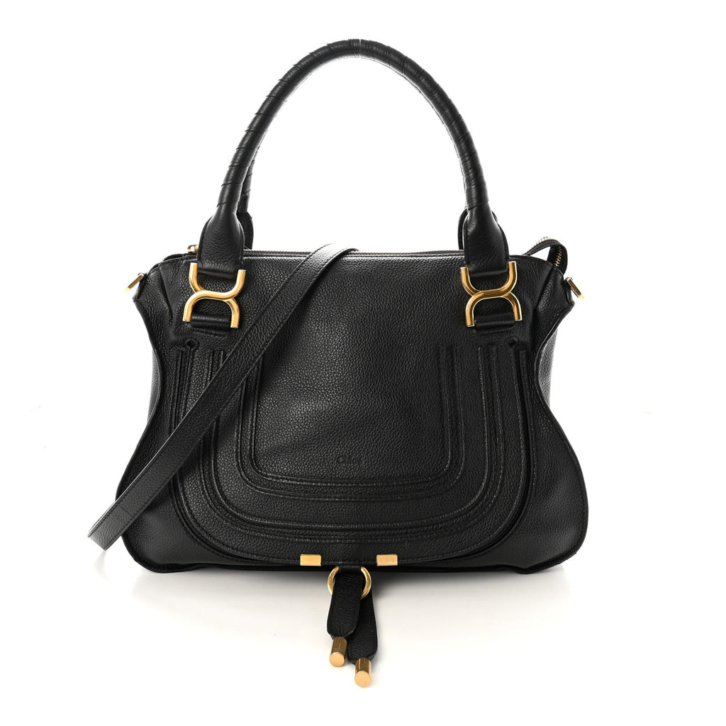 Calfskin Medium Marcie Satchel Black