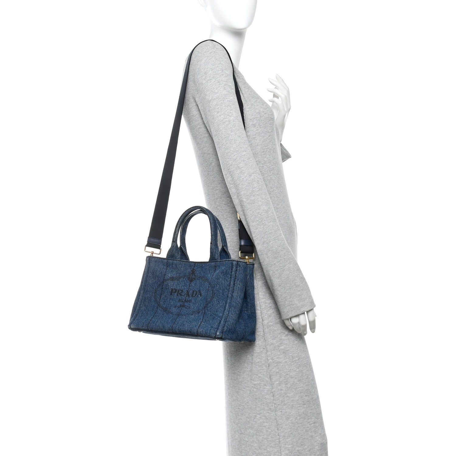 Denim Small Logo Tote Bleu