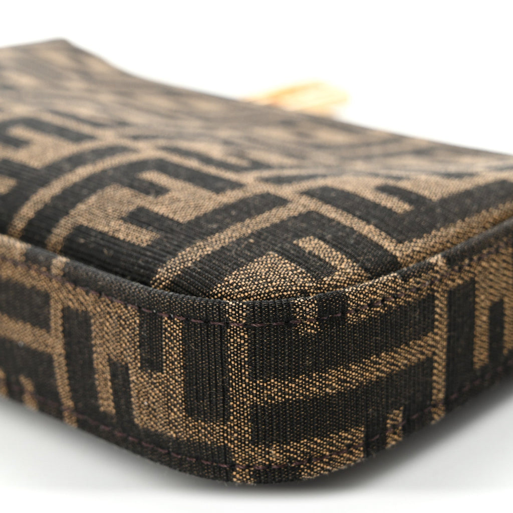 Fabric Jacquard Vitello Grace FF 1974 Baguette Pouch Tobacco Moro Sand