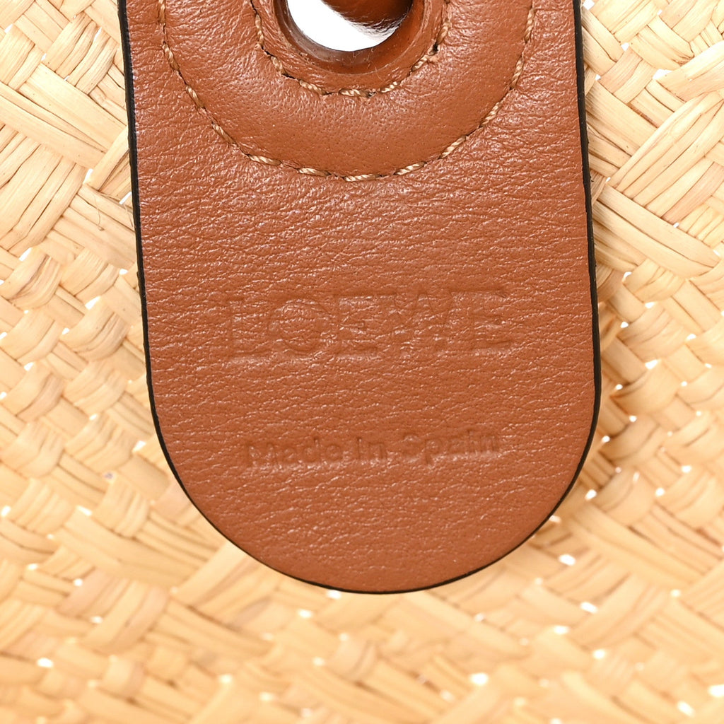 Calfskin Raffia Paulas Ibiza Small Anagram Basket Tote Bag Natural Tan